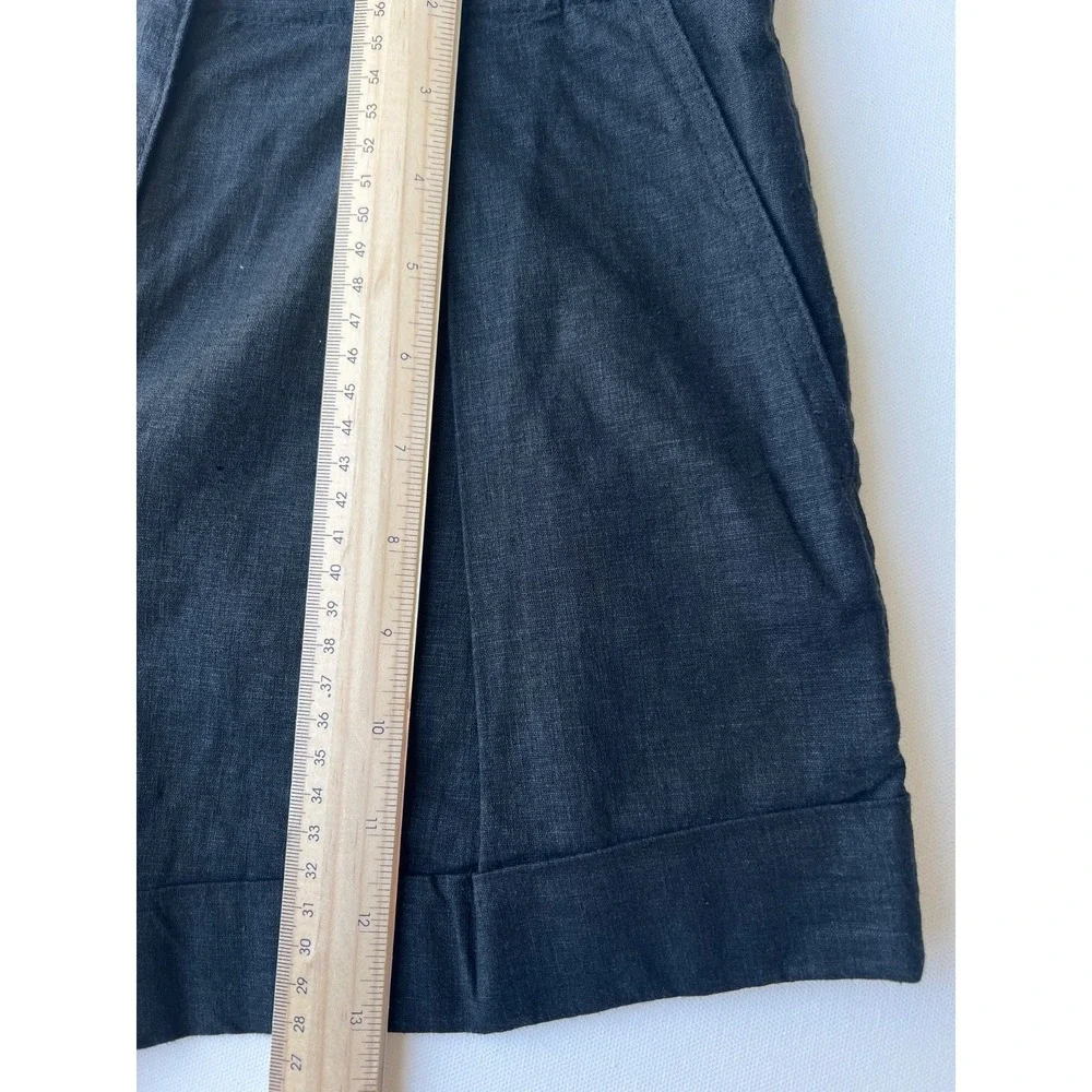 Something Navy Shorts XS Linen Blend Womens Black Cuffed Lightweight Breathable